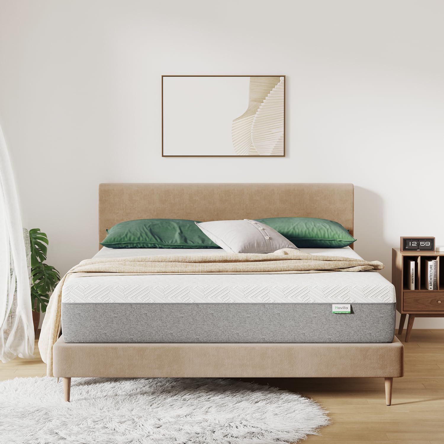 Novilla King Mattress, 10 Inch Gel Memory Foam King Size Mattress for Cool Night & Pressure Relief, Medium Plush Bed Mattress, B