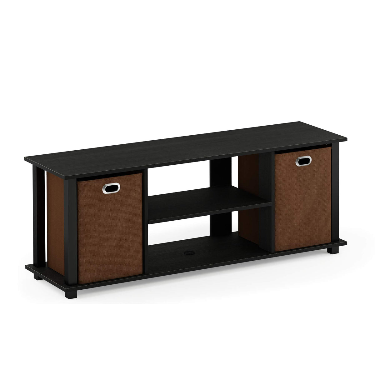 Furinno Econ Entertainment Center, Americano/Black/Brown 42 Inch Tv Size