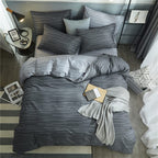 Grey Stripe Duvet Cover Queen Cotton Bedding Sets Geometric Stripe Comforter Cover Modern Style Masculine Bedding Sets For Men B