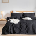 Bestouch Duvet Cover Set 100% Washed Cotton Linen Feel Super Soft Comfortable Chic Lightweight 2 Pcs Home Bedding Set Solid Deep