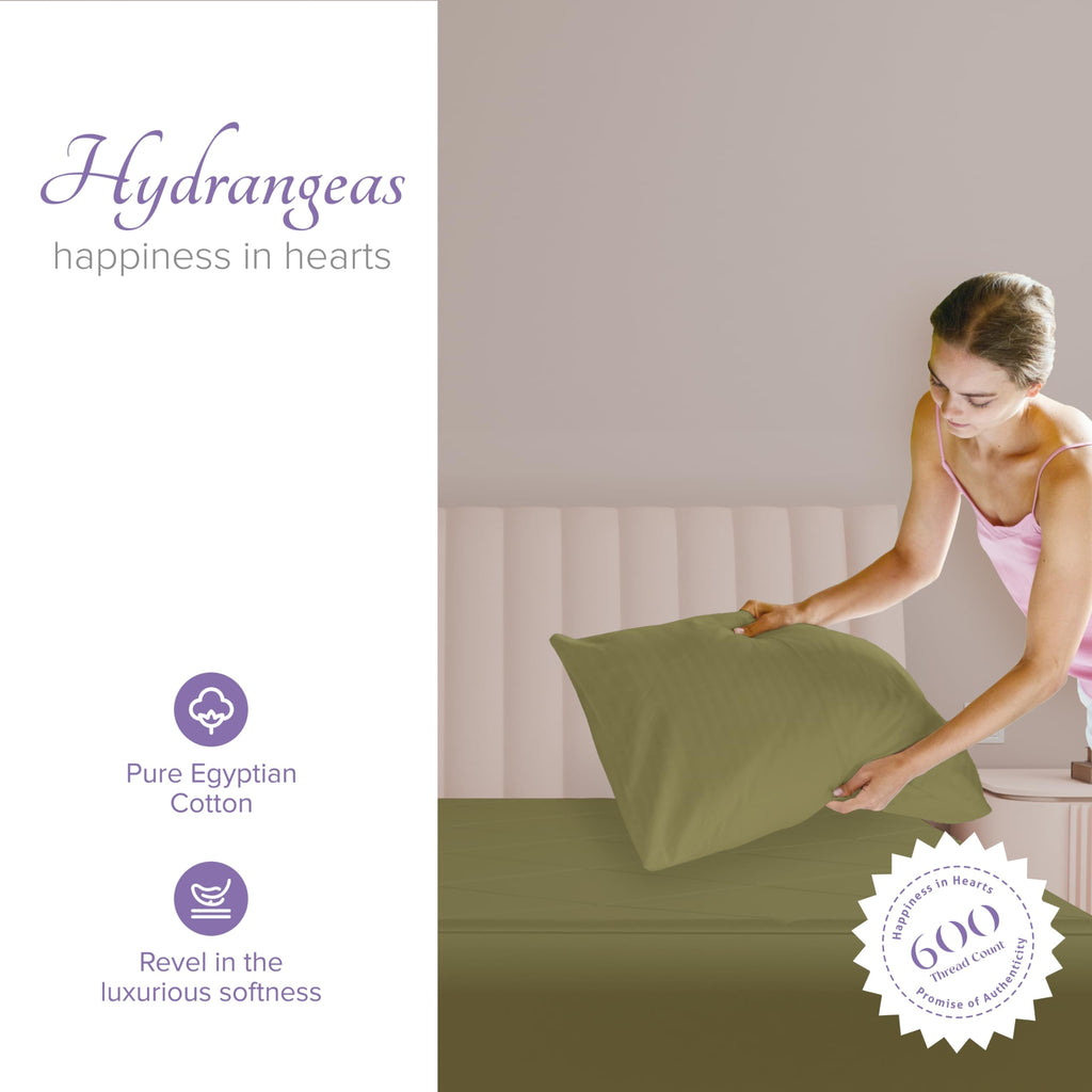 Carressa Linen 100% Egyptian Cotton Pillow Cases Set Of 2-600 Thread Count Sage Green Standard/Queen Pillowcase For Sleeping, So