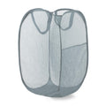 LXLOVESM Pop Up Laundry Hamper, Mesh Laundry Basket Collapsible, Foldable Hamper for Travel and Storage (Grey)