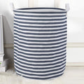HOKIPO Cotton Folding Cloth Laundry Basket for Clothes, Round Collapsible Storage Basket  Large 43 LTR, Blue, Pack of 1 (AR2545