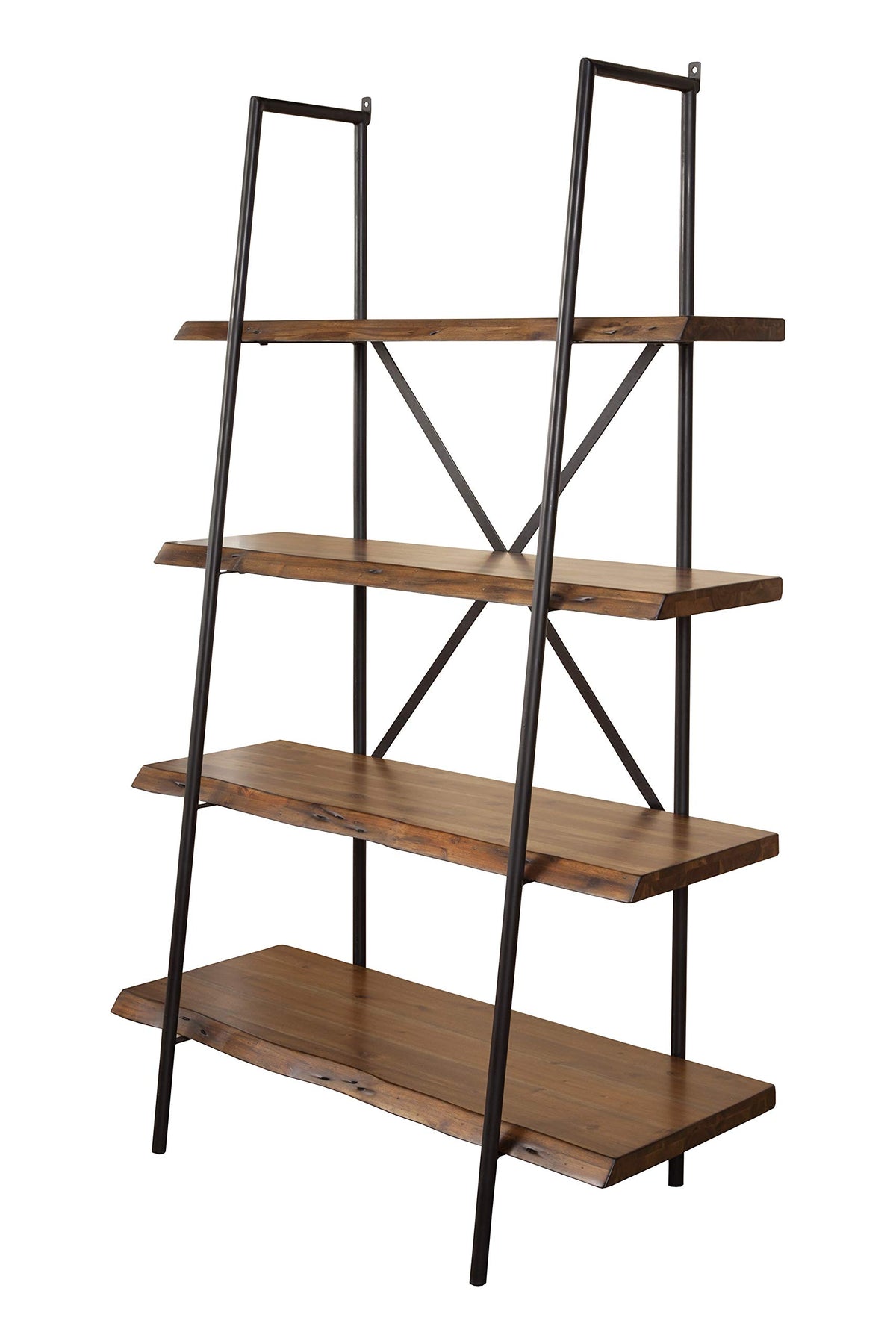 Alpine Furniture Live Edge Bookshelf, Light Walnut