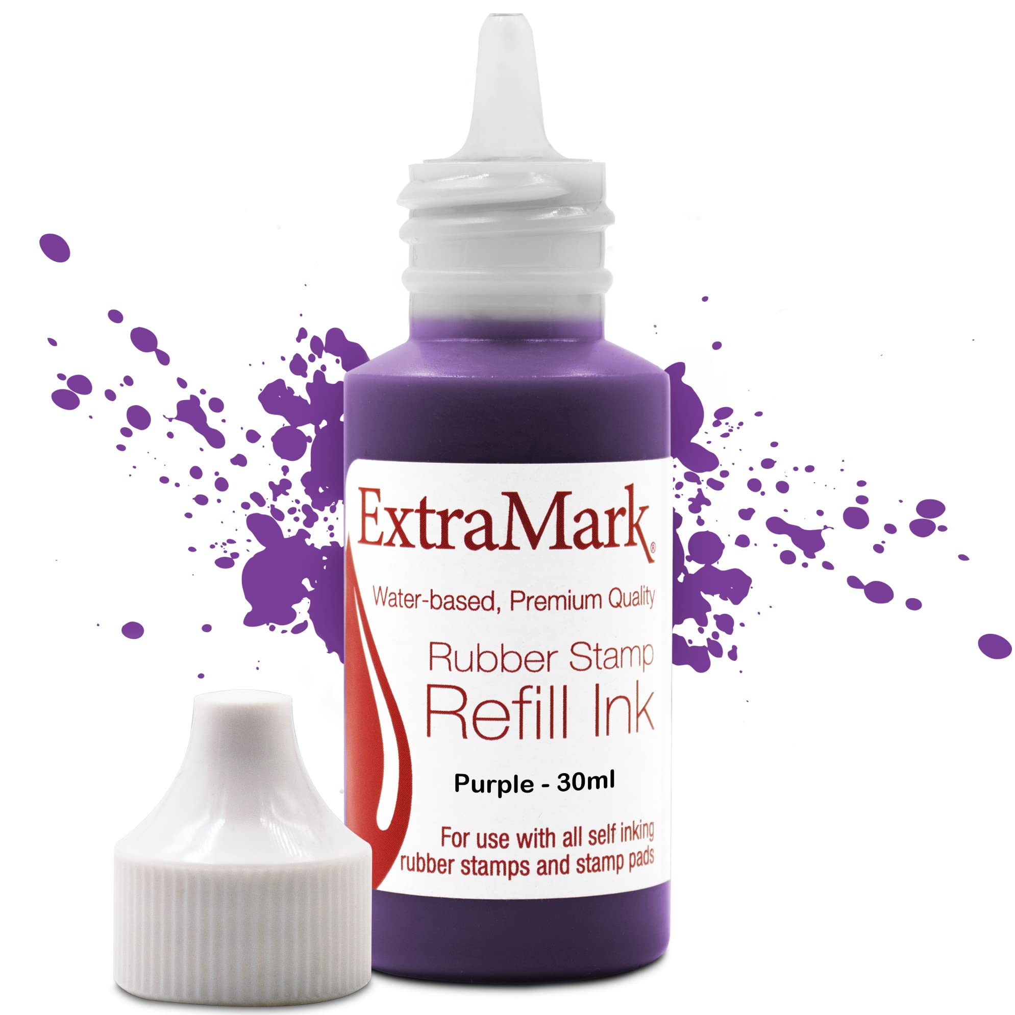 Extramark Premium Stamp Refill Ink For Self-Inking Stamps And Stamp Pads, 30 Ml, Purple Color Ink.