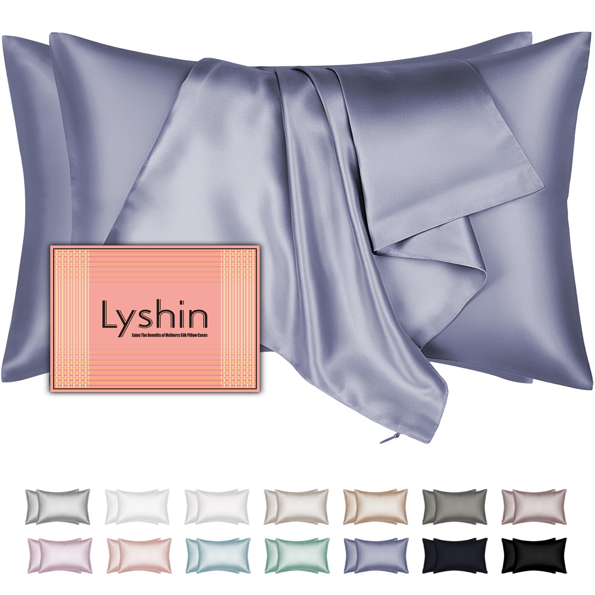 Mulberry Silk Pillow Cases 2 Pack King Size 20X36 Inches With Hidden Zipper, Ultra Smooth And Soft Breathable Cooling Silk Satin
