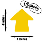 Litemark Durable Gloss Finish Yellow 4 X 4 Inches Round Arrow Decal Vinyl Stickers | Great For Floors, Ceilings, Walls, And Smoo
