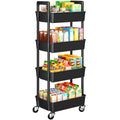 Pipishell 4-Tier Rolling Cart, Plastic Cart with Lockable Wheels & Reinforced Handle, Lightweight Utility Storage for Nursery, B