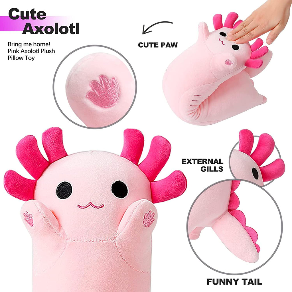 Peach Cat Pink Axolotl Plush Pillow Toy Cute Axolotl Stuffed Animal For Girls And Boys 34''