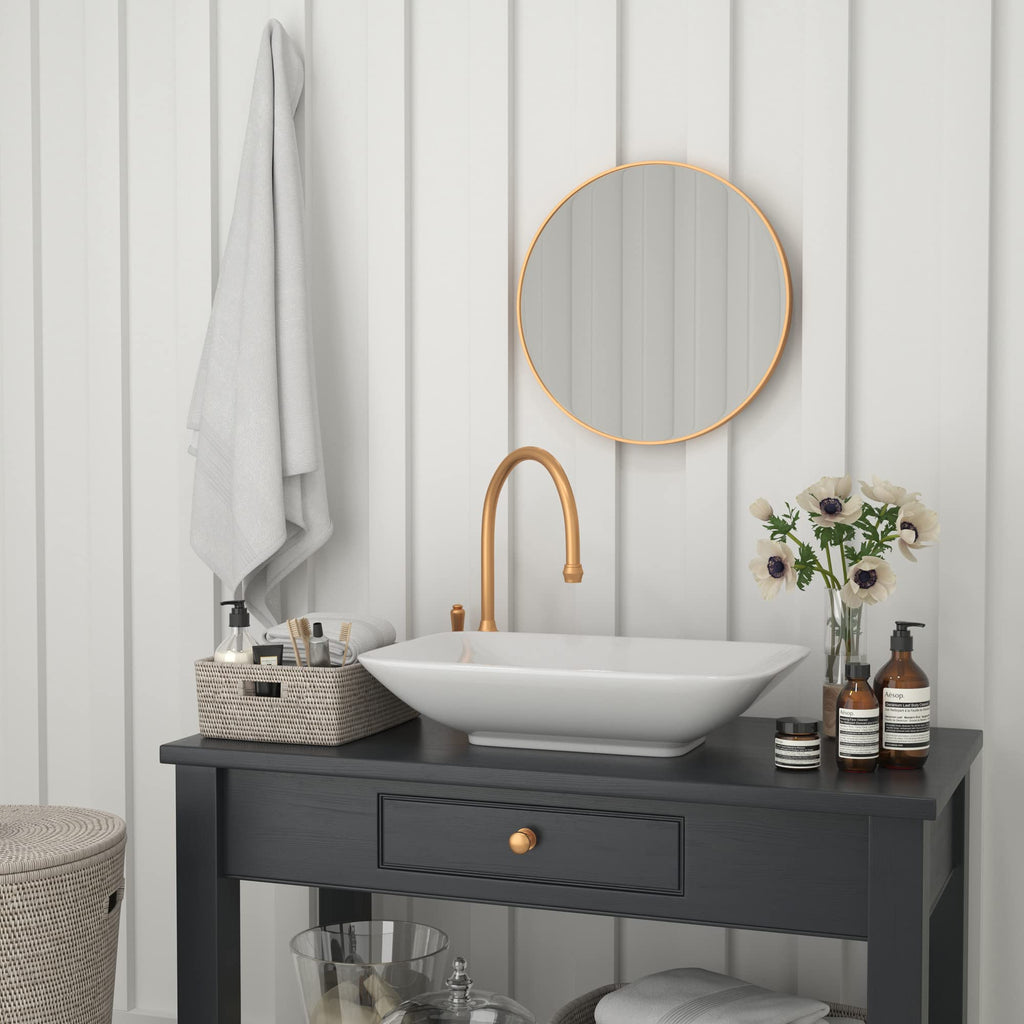Flash Furniture Julianne Large Round Wall Mirror - Gold Circle Accent Mirror - 20" Vanity Mirror - For Bathroom, Vanity, Entryway, Dining Room, & Living Room