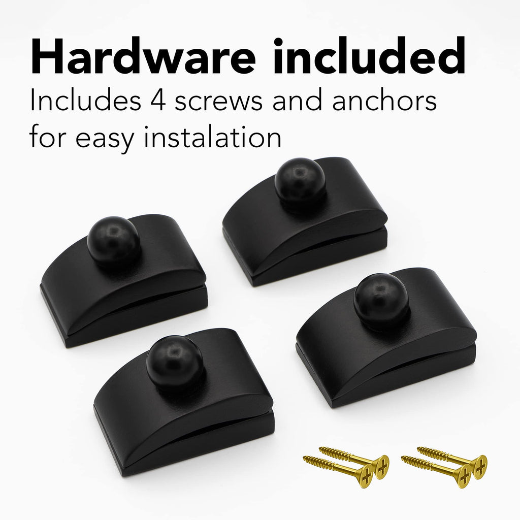 MOCTUS 4 Quilt Hangers - Black Wooden Rug Hangers for Wall Display, Perfect for Blankets & Tapestries, Includes 4 Clips & Hardware