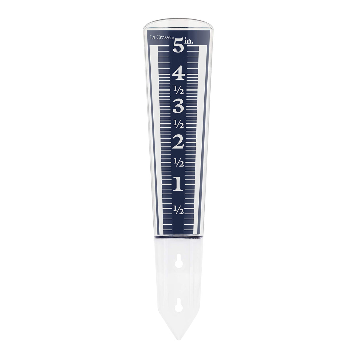 La Crosse 704-1531 Large Magnifying Easy Read 5-Inch Capacity Acrylic Rain Gauge, Black-Blue
