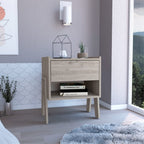DEPOT E-SHOP Nightstand 22" H, 1 Drawer, 1 Open Shelf, Light Gray