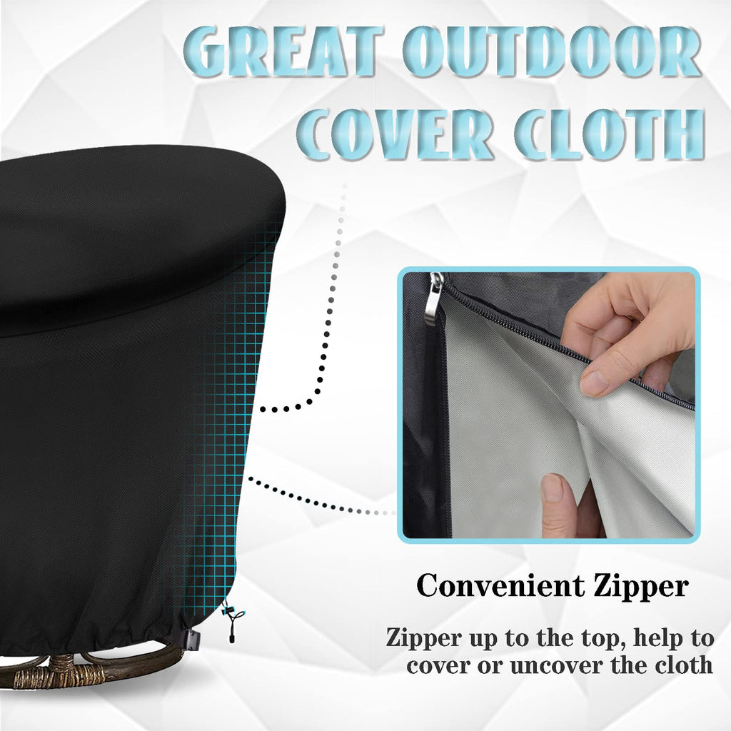 Iceberg Elf Papasan Chair Cover Waterproof,(For 47In Outdoor Papasan Chairs Covers Black) Zipper Design, Easy To Put On And Take