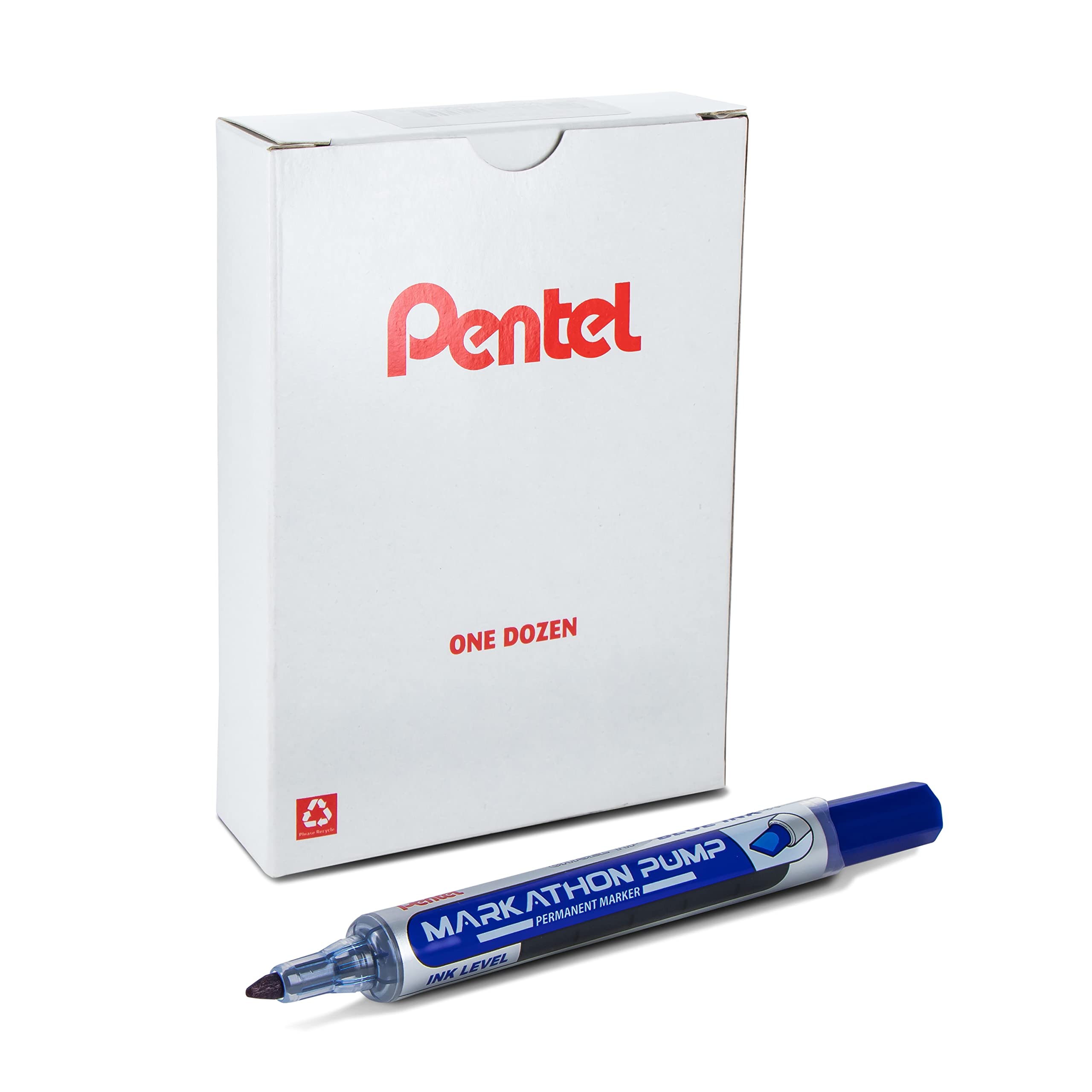Pentel Markathon Pump Permanent Marker, Chisel Tip, Blue Ink, 12 Pack (Nlf60X-C)