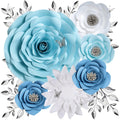 3D Blue Roses Artificial Flowers, Large Paper Flowers Decorations for Wall with Butterfly Stickers, Fake Flower Wall Decor for Baby Boy Nursery Room, Wedding Centerpiece, Party Backdrop