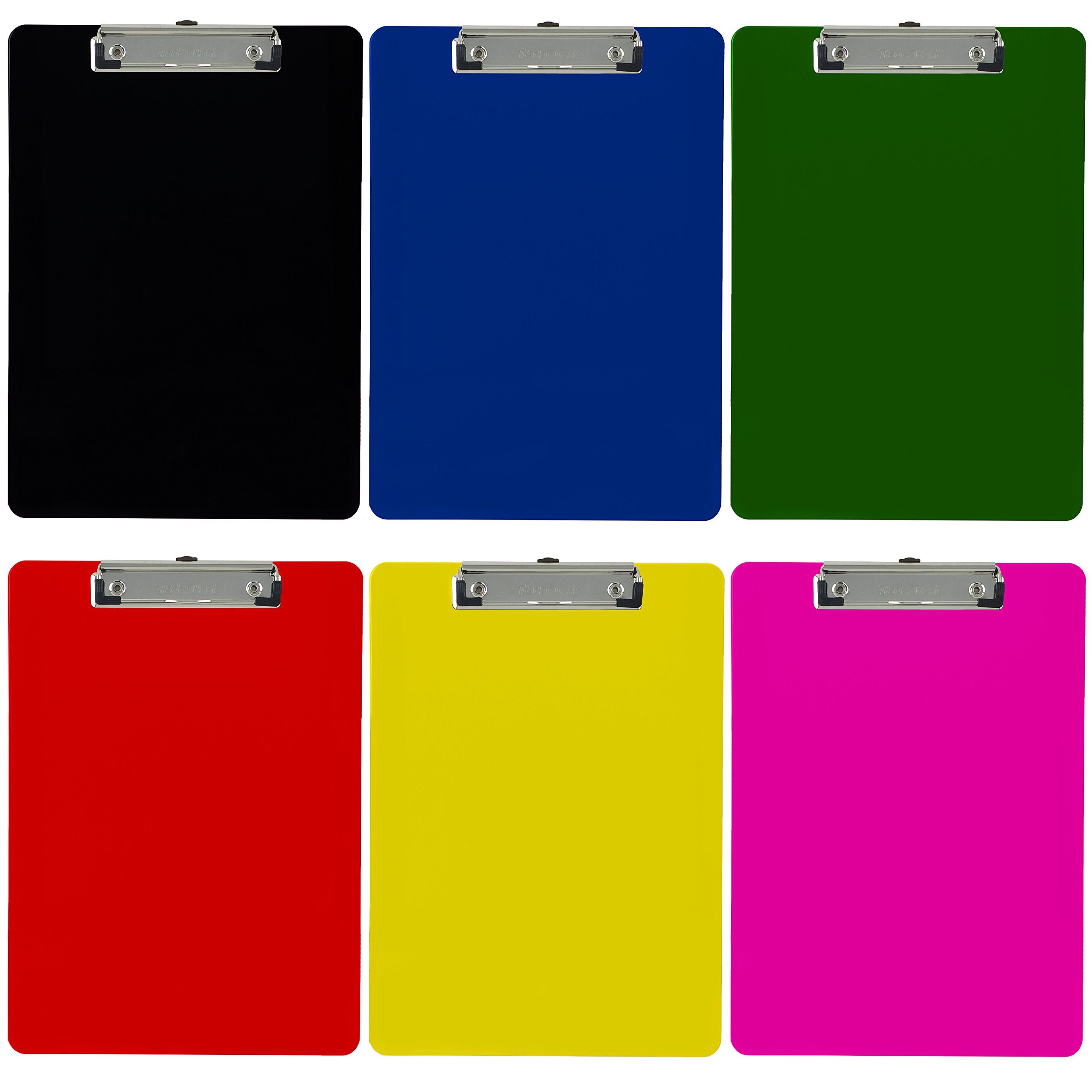 Trade Quest Plastic Clipboard Opaque Color Letter Size Low Profile Clip (Pack Of 6) (Assorted)
