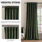 Miulee Velvet Curtains 96 Inches 2 Panels - Luxury Blackout Curtains For Bedroom Living Room Thermal Insulated Super Soft Window Drapes Rod Pocket & Back Tab, Olive Green, W52 X L96 Inches