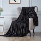 Walensee Fleece Blanket Plush Throw Fuzzy Lightweight (Queen Size 90X90 Black) Super Soft Microfiber Flannel Blankets For Couch,