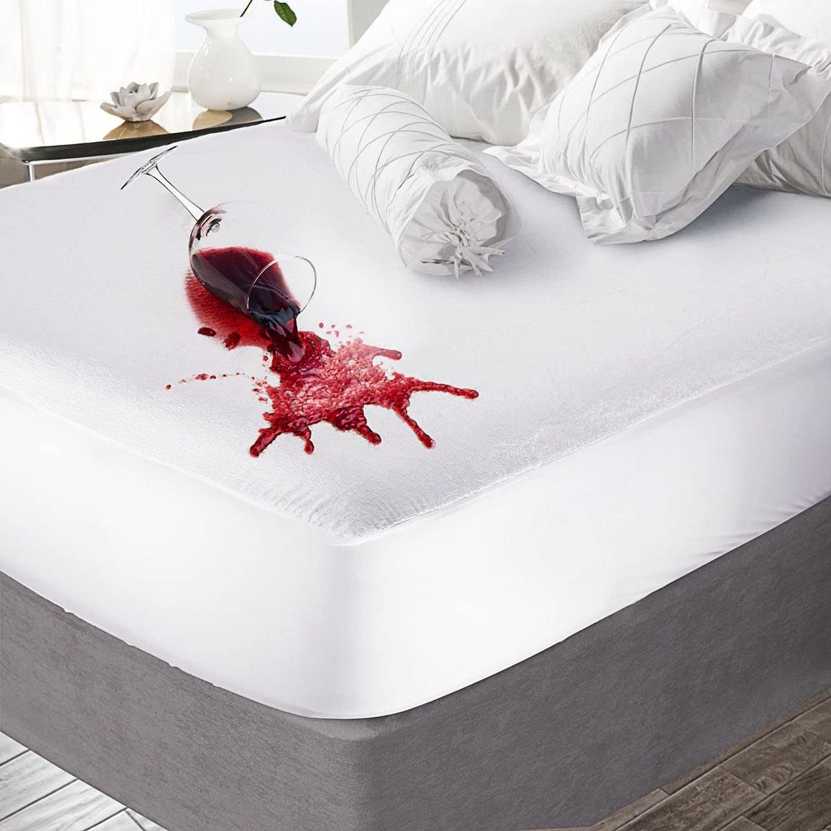 Clara Clark Mattress Protector, Premium Cotton Terry Mattress-Cover - Waterproof, Soft, Breathable And Noiseless Cover King Matt