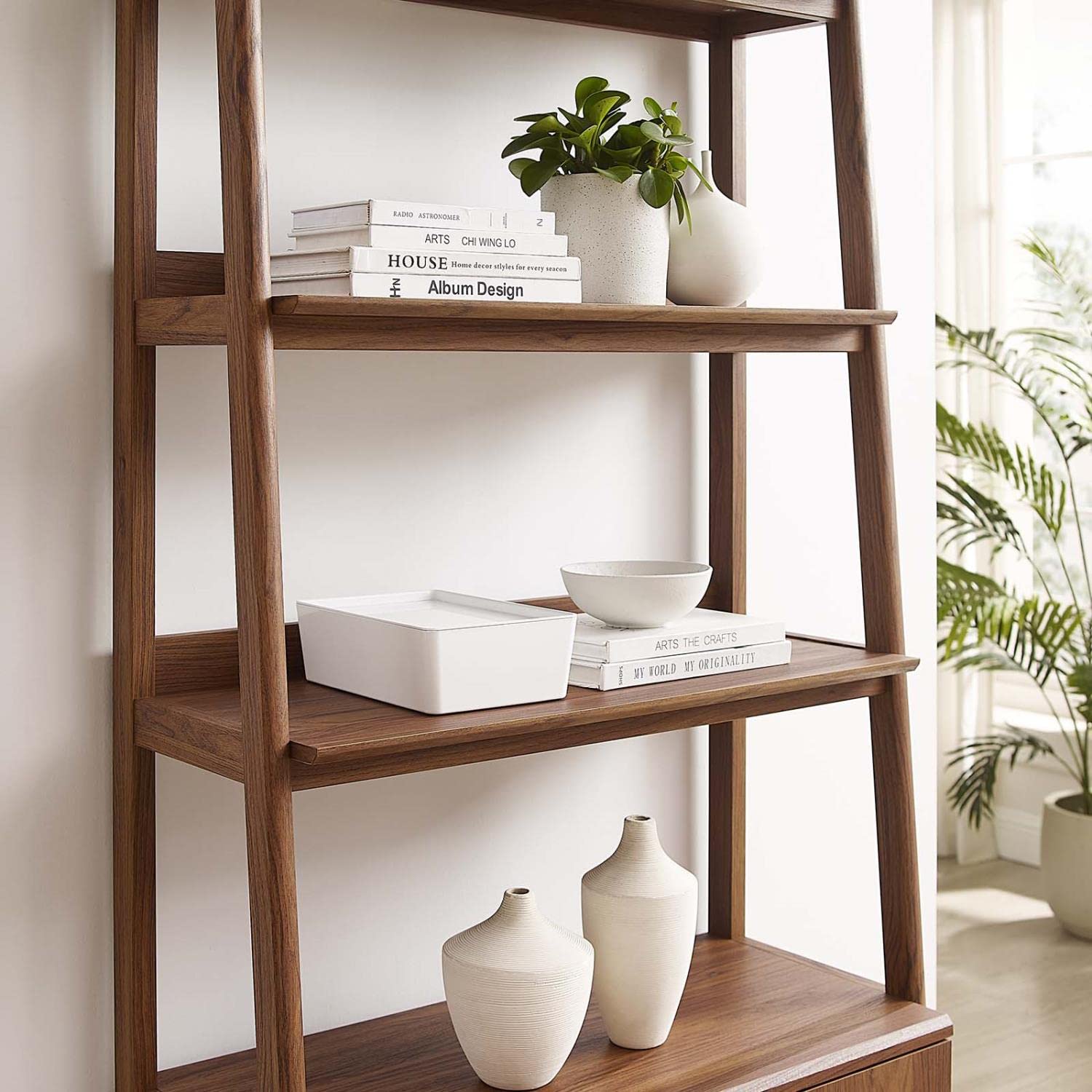Modway 33&Quot; Bookshelf Display Case In Walnut