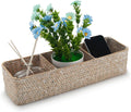Seagrass Storage Basket for Bathroom, Wicker Toilet Basket Tank Topper, Woven Storage Box for Organizing (Whitewash, 14.6 x 4.7