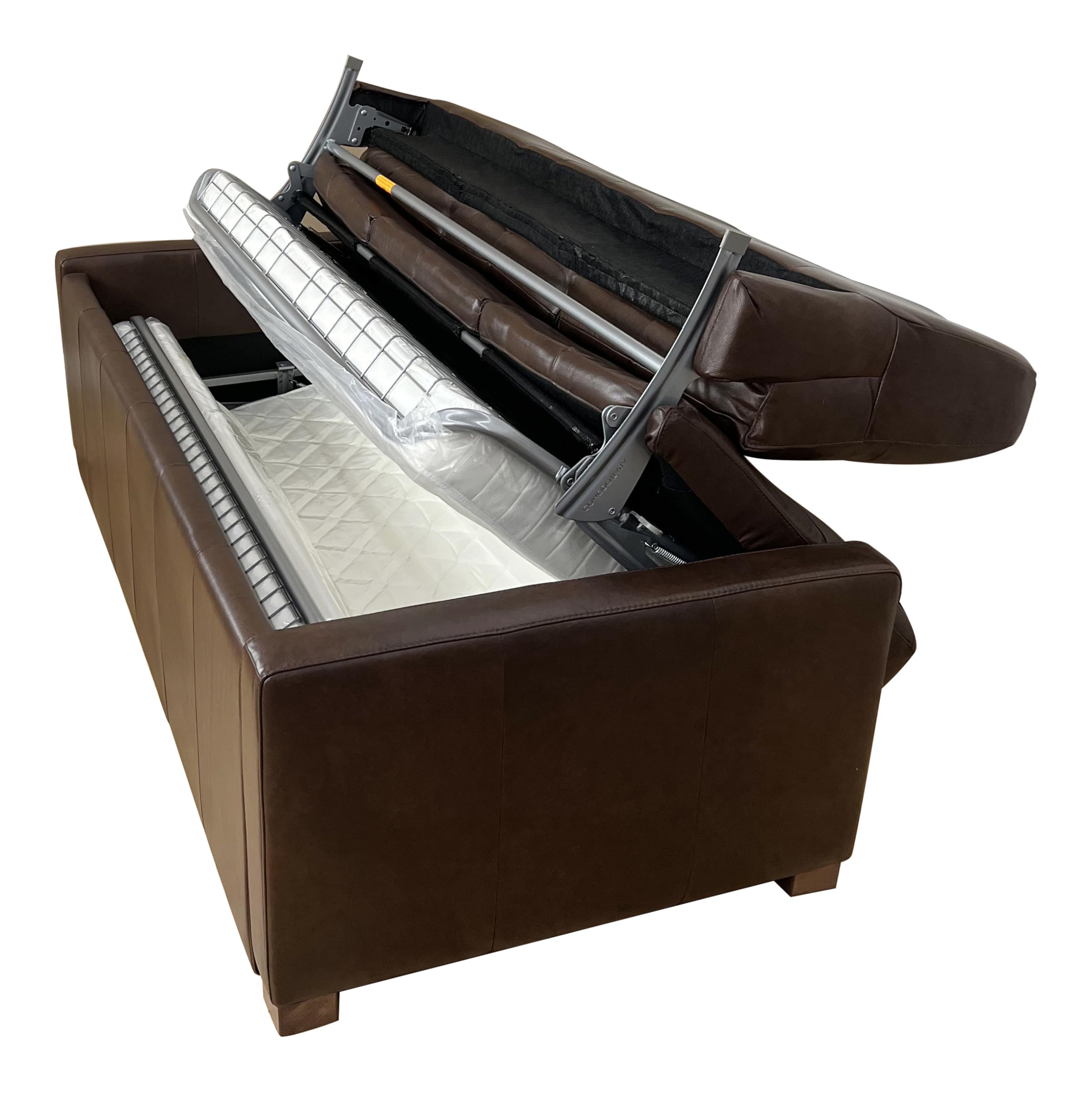 Acme Noci Upholstery Tufted Cushion Back Sleeper Sofa in Brown Leather