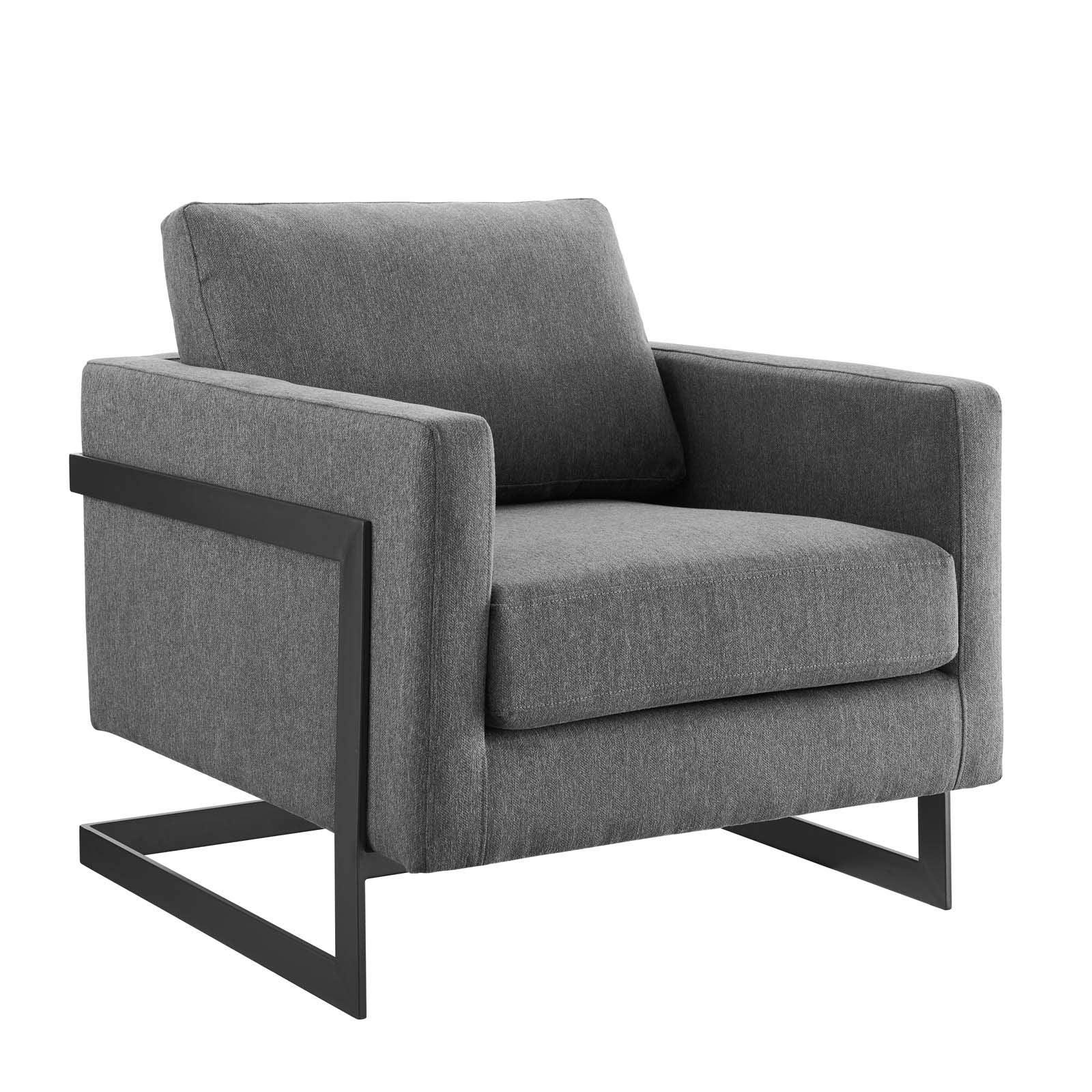 Modway Posse Upholstered Fabric Accent Chair In Black Charcoal