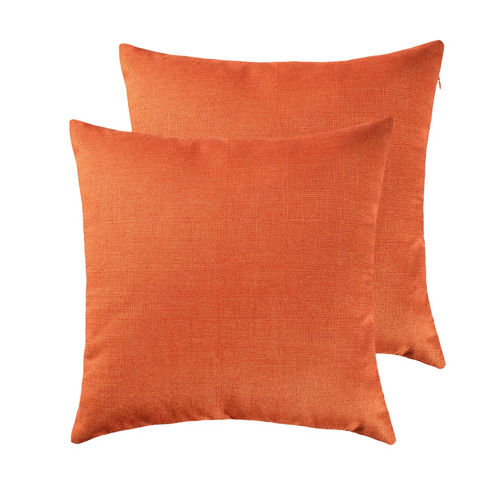 Rainroad Orange Decorative Throw Pillow Cover For Sofa Couch Bedroom Car Cotton Linen Pillow Case Cushion Cover Set Of 2,18X18In
