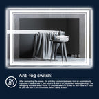 Istripmf 48 X 30 Inch Led Bathroom Mirror With Lights, Front And Backlit Anti-Fog Dimmable Memory Lighted Bathroom Vanity Mirror