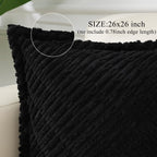 Decoruhome Decorative Black Throw Pillow Covers 26X26 Set Of 2 With Splicing, Boho Soft Corduroy Broadside Twill Pillow Covers F