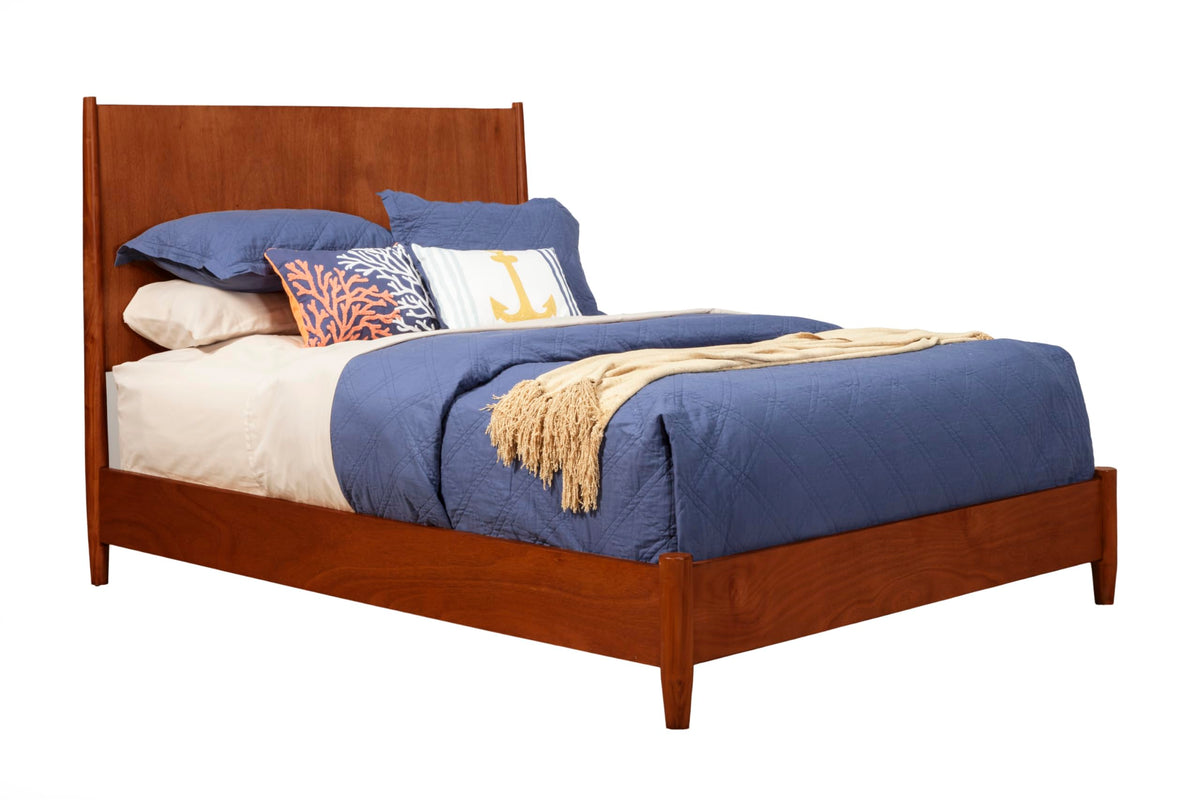 Alpine Furniture Mid Century Platform Bed Queen Acorn