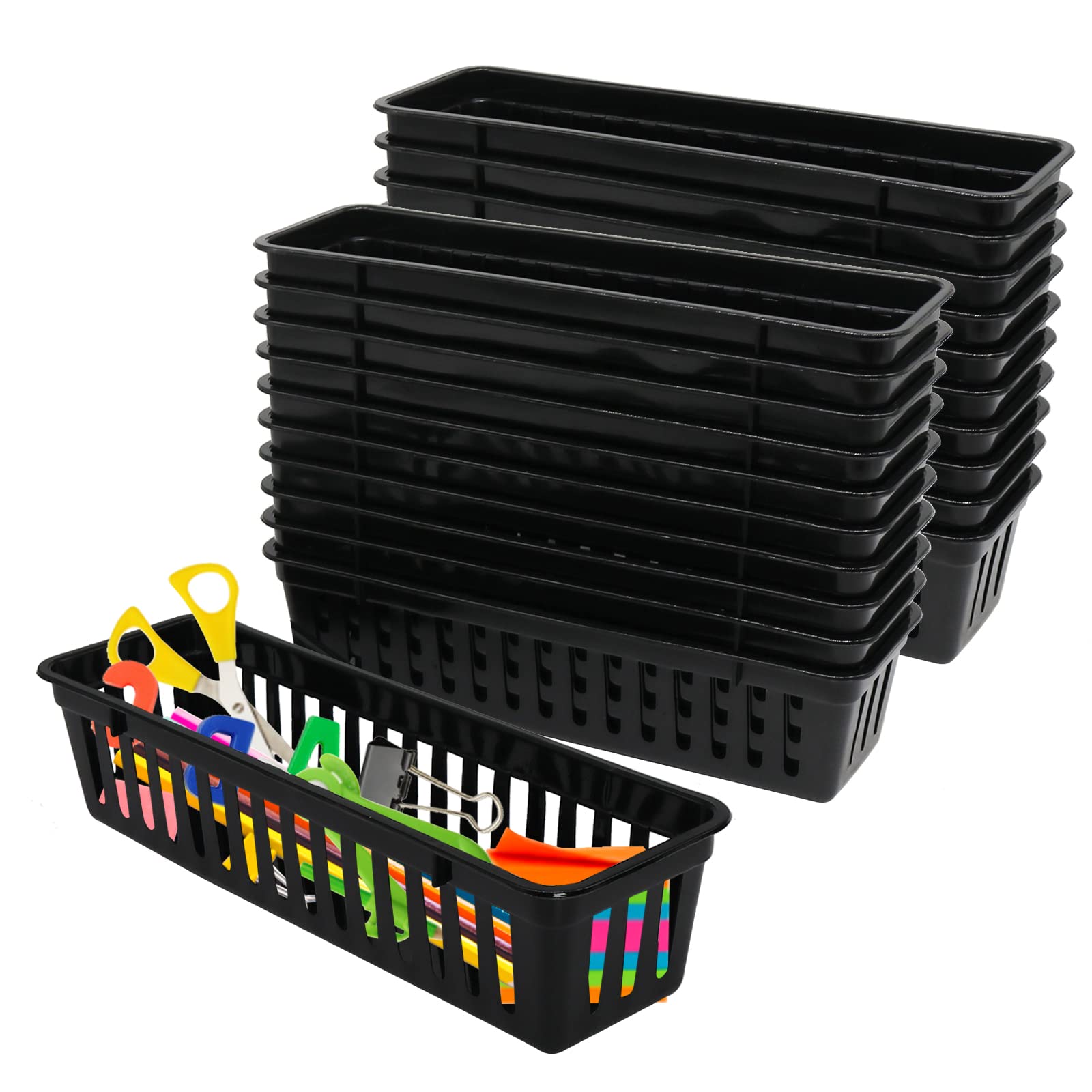 Scwboeii 24 Pcs Classroom Storage Baskets Bins Baskets, Plastic Pencil Or Rubber Organizer Basket Trays For Home School Classroo
