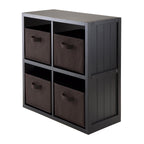 Winsome Timothy 5-Pc Set, 2x2 Grid Shelf & 4 Fabric Baskets