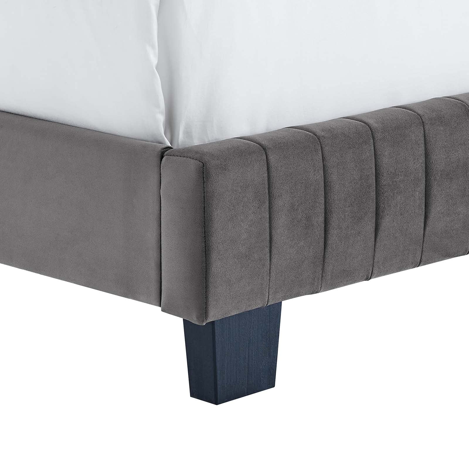 Modway Celine Channel Tufted Performance Velvet Bed, Queen, Gray