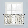 VOGOL 24 Inches Long Short Curtains, Grey Vines Faux Linen Tier Curtain Drapes for Kitchen Cafe Bathroom Basement Small Window T