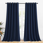 Nicetown Blackout Curtain Panels, Window Treatment Energy Saving Thermal Insulated Solid Grommet Blackout Drapes/Draperies (Navy