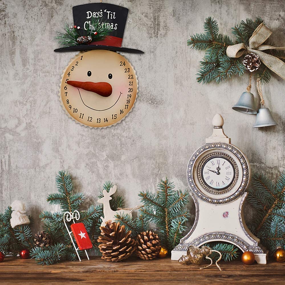 Morning View Metal Snowman Christmas Advent Calendar 24 Days Countdown To Christmas Sign Hanging Snowman Wall Decor Rustic 10X14