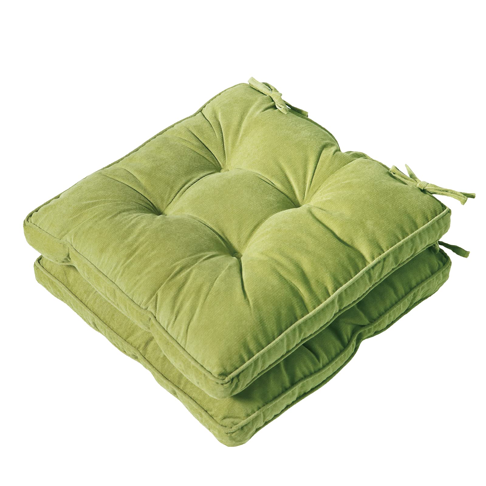 Furlide Patio Chair Cushion 18 X 18 Inch Cushions Pad With Ties Indoor Outdoor Cushions For Dining Chairs Set Of 2, Square Green
