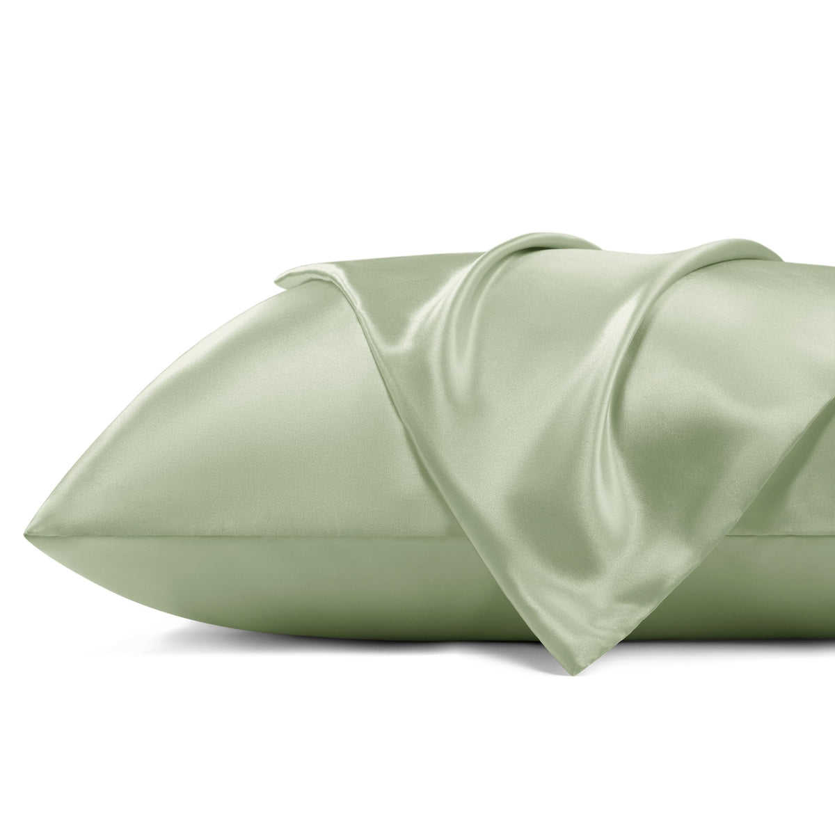 Bedsure Satin Pillowcase For Hair And Skin - Sage Green Zipper Pillow Cases King Size Set Of 2, Similar To Silk Pillow Cases, Si