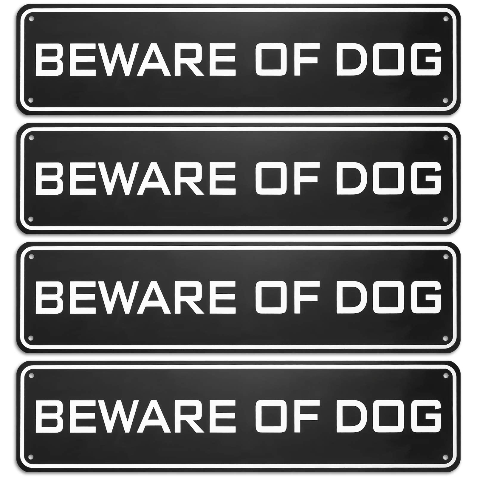 Ripeng 4 Pieces Beware Of Dog Sign For Fence Aluminum Rust Free Beware Of Dog Sign Weatherproof Metal Warning Caution Dog Sign F
