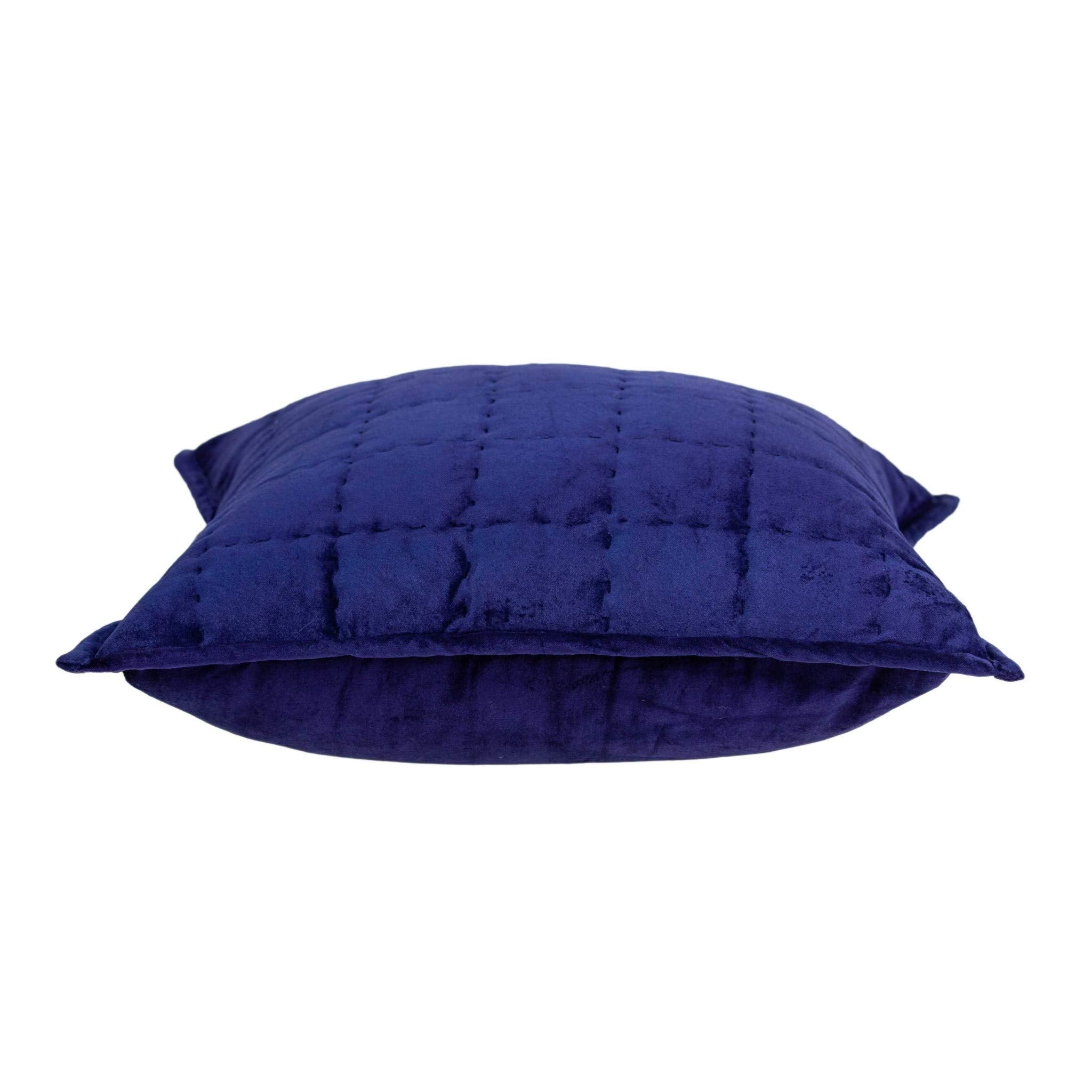 HomeRoots 50% Cotton, 50% Viscose 20' x 7' x 20' Transitional Royal Blue Quilted Pillow Cover with Poly Insert