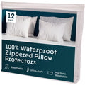 Niagara 8 Pack Waterproof Pillow Protectors Queen 20X30 Inches Smooth Zipper Premium Encasement Covers Quiet Cases Set White