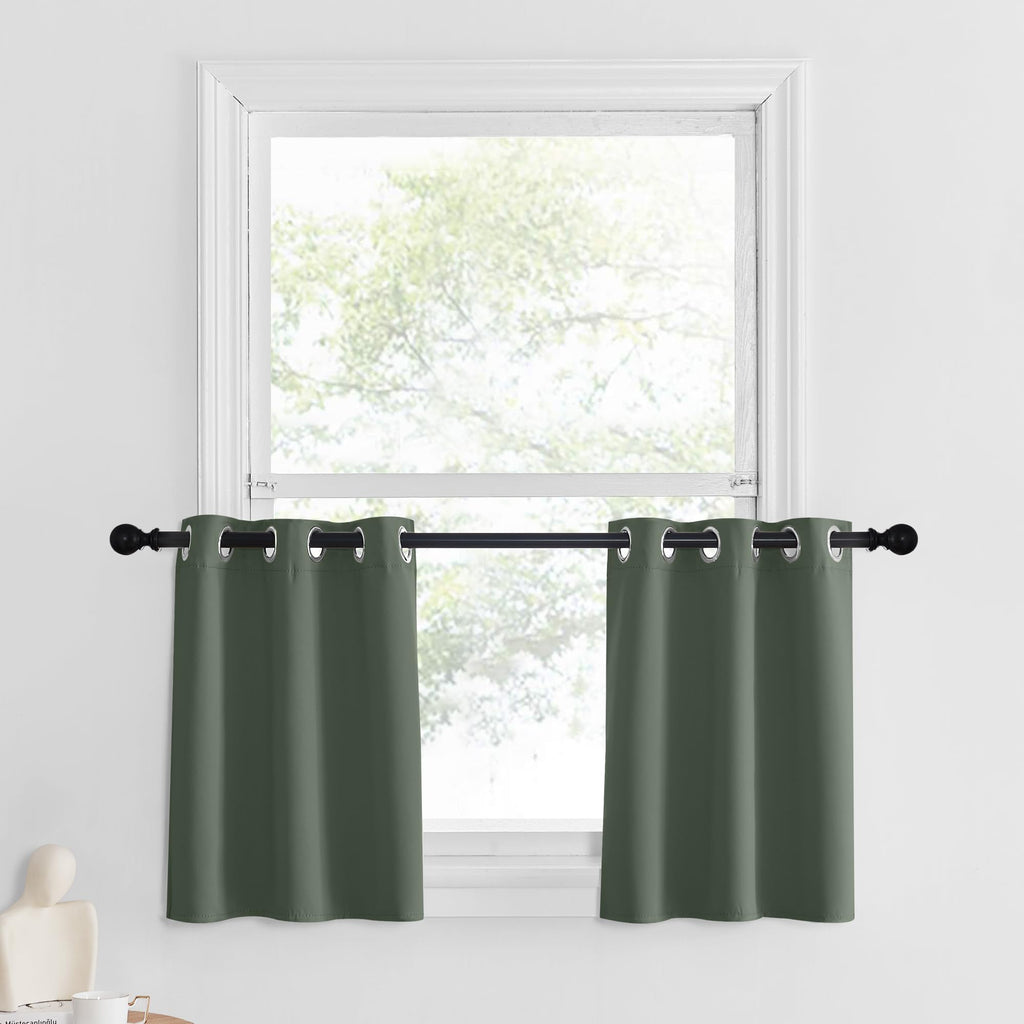 Nicetown Valances For Windows - Farmhouse Short Curtain Valance 24 Inch Long For Bathroom Kitchen, Small Window Curtains For Bedroom, Living Room, Dark Mallard, 2 Panels, 29 X 24 Inch