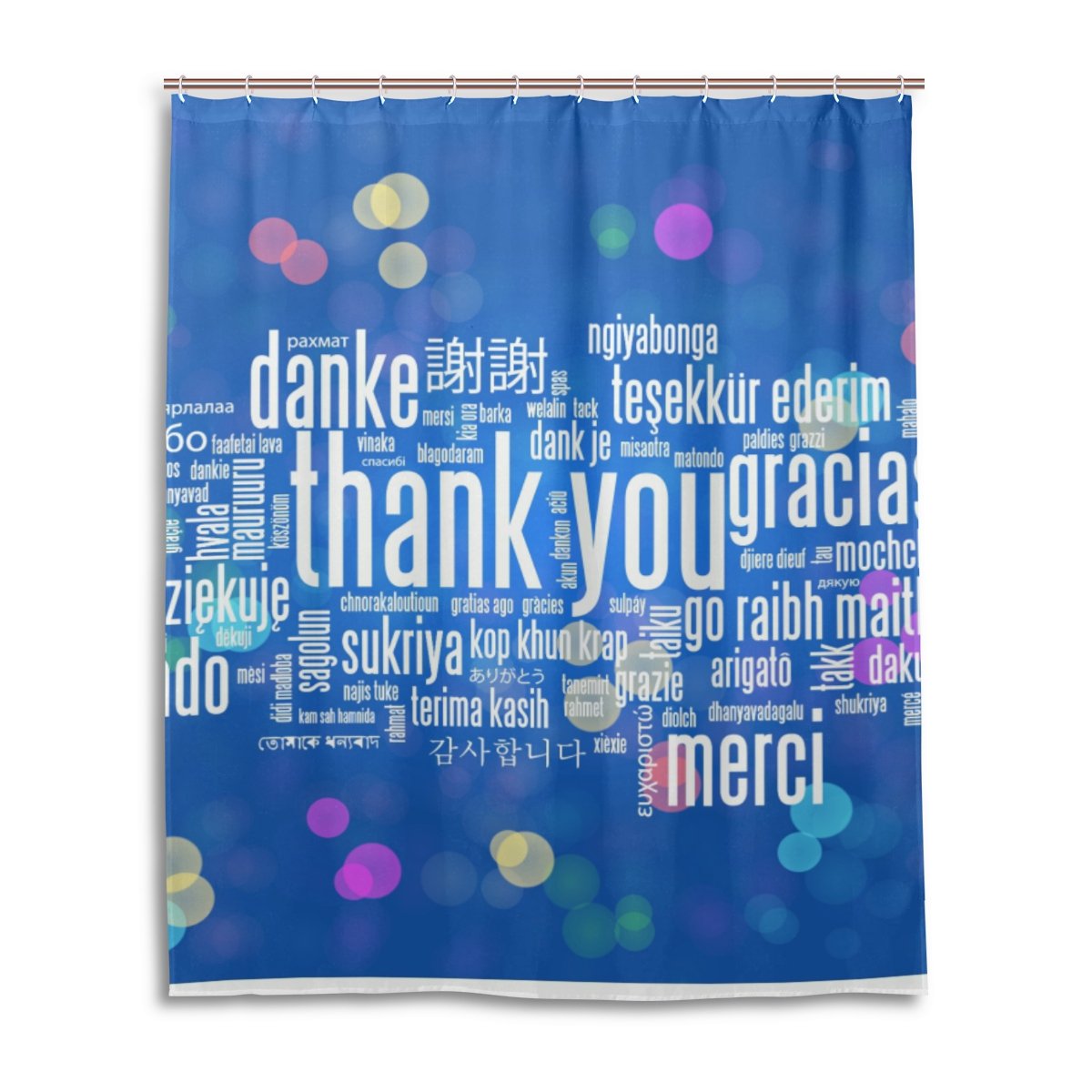 My Little Nest Waterproof Shower Curtain For Bathroom Multi Language Thanks Polyester Fabric Bath Stall Curtain With Free Hooks 60X72''