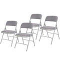 Oef Furnishings Deluxe Fabric Upholstered Folding Chair, Grey - Premium Double Hinge Construction For Superior Durability