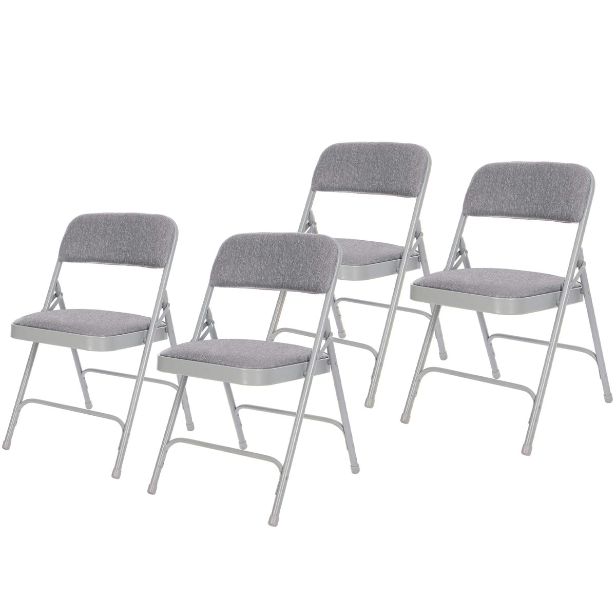 Oef Furnishings Deluxe Fabric Upholstered Folding Chair, Grey - Premium Double Hinge Construction For Superior Durability