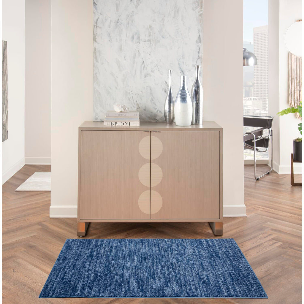 Nourison Essentials Indoor/Outdoor Navy Blue 3' X 5' Area Rug, Easy -Cleaning, Non Shedding, Bed Room, Living Room, Dining Room, Backyard, Deck, Patio (3X5)