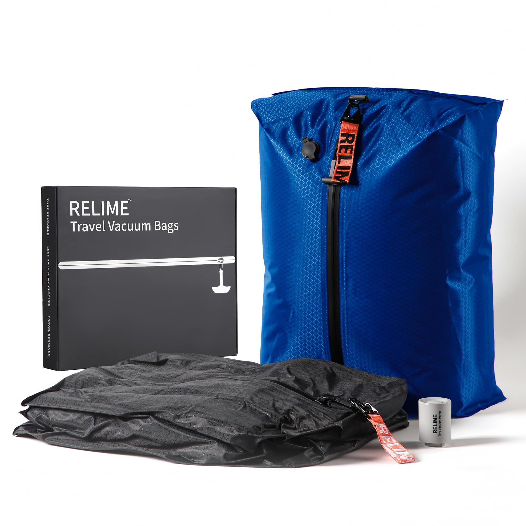 Relime Vacuum Bags for Travel Luggage with Wireless Pump, Revolutionary Reusable Compression Bags for Carry On Suitcases and Bac