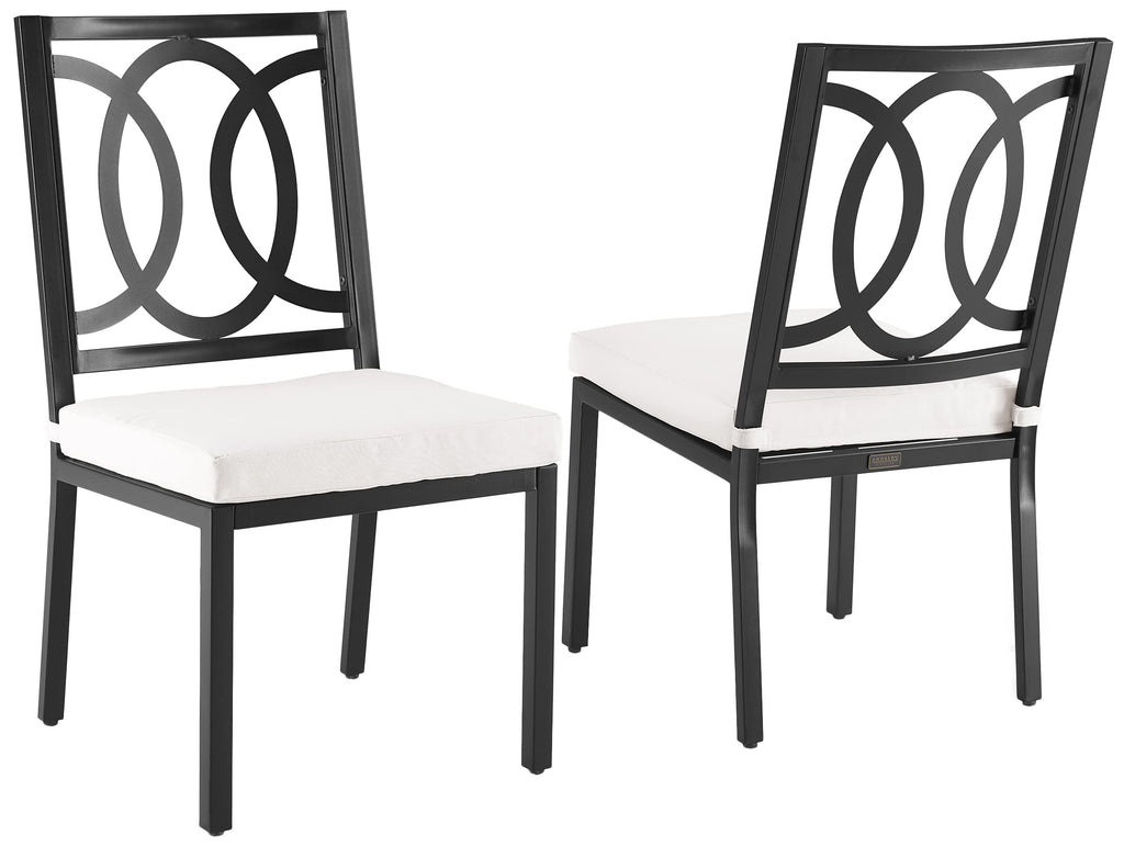 Crosley Furniture Chambers 2-Piece Outdoor Chair Set, Dining Patio Chairs for Deck, Backyard, Matte Black with Creme Cushions